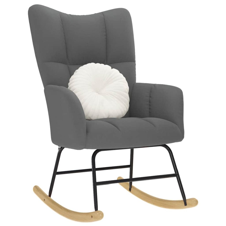 Silla mecedora de tela gris