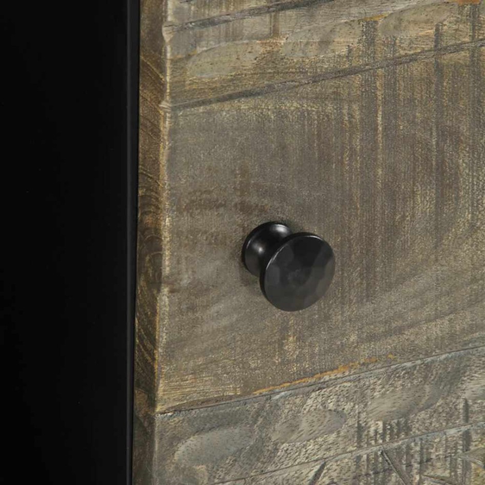 Mesa de centro de madera maciza de mango gris claro 80x50x40