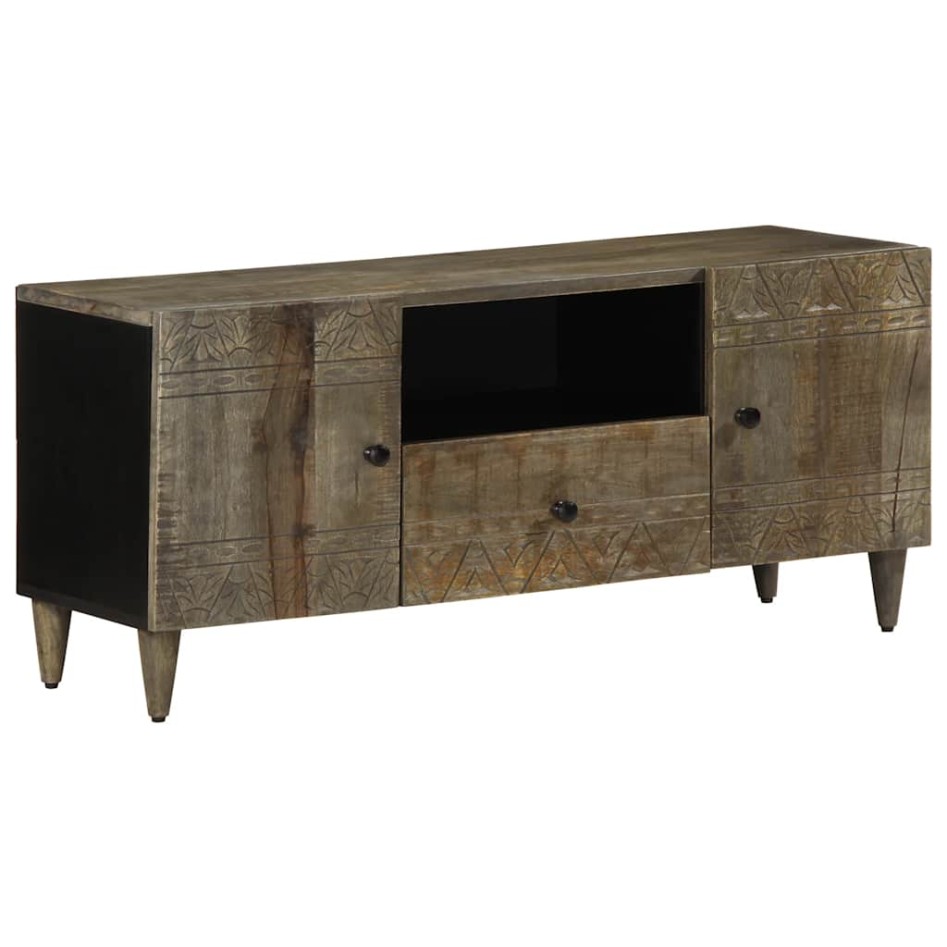 Mueble de TV madera maciza de mango gris claro 105x33,5x46