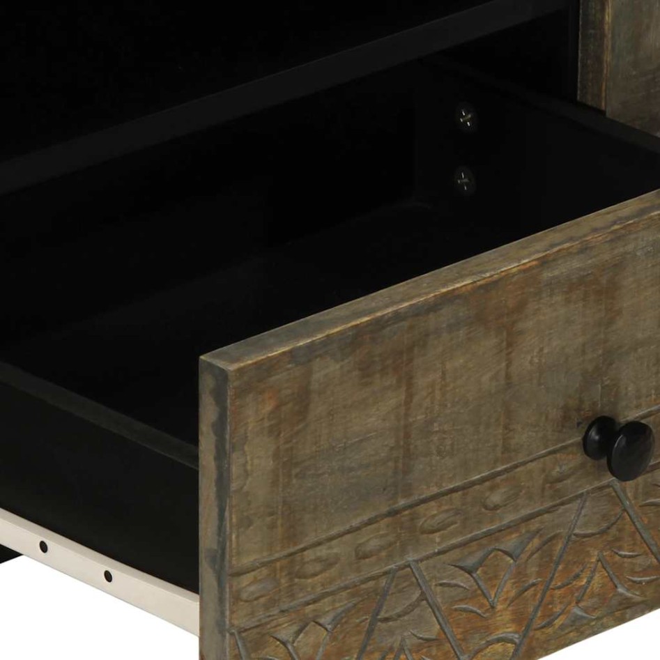 Mueble de TV madera maciza de mango gris claro 105x33,5x46