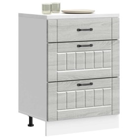 Mueble bajo de cocina Lucca madera contrachapada gris