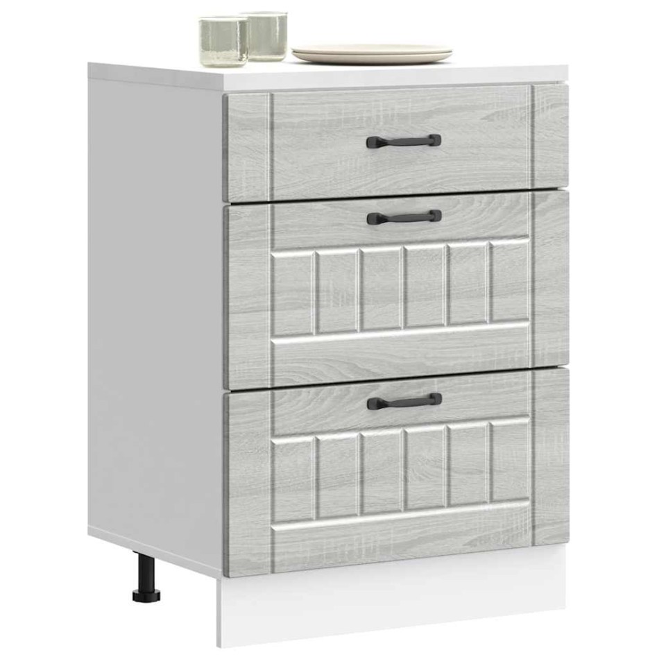 Mueble bajo de cocina Lucca madera contrachapada gris