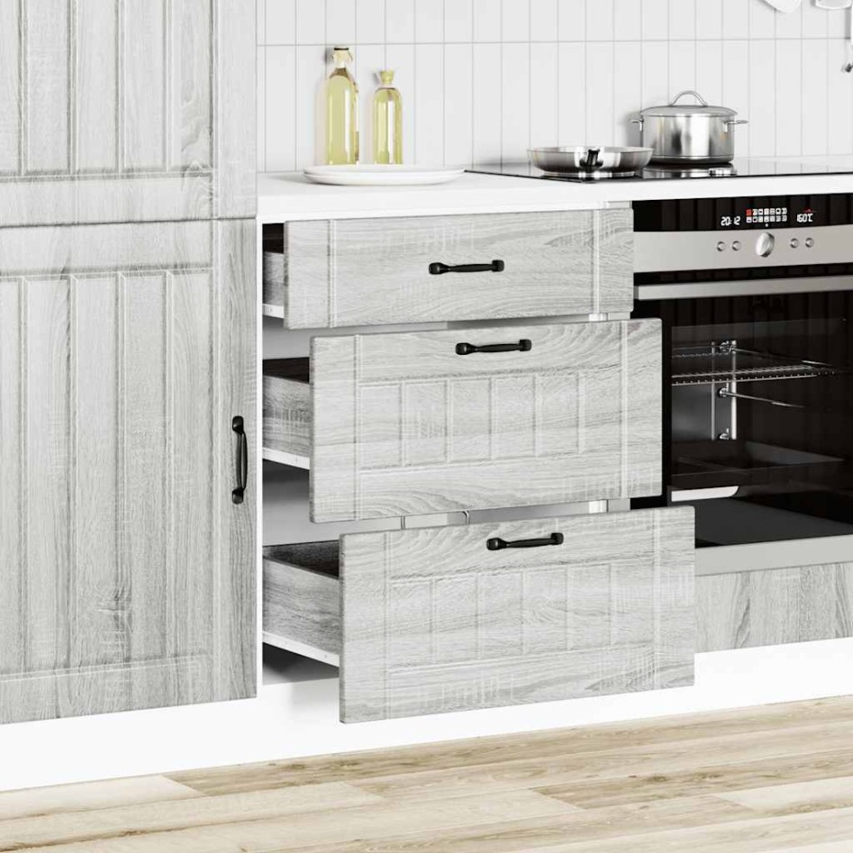Mueble bajo de cocina Lucca madera contrachapada gris