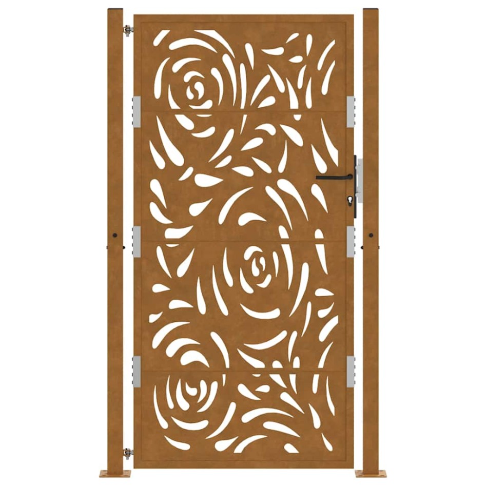 Puerta de jardín diseño llama acero desgastado 105x180