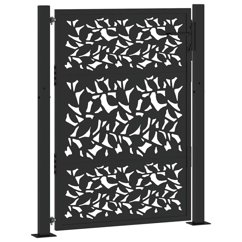 Puerta de jardín diseño de hoja de acero negra 105x130