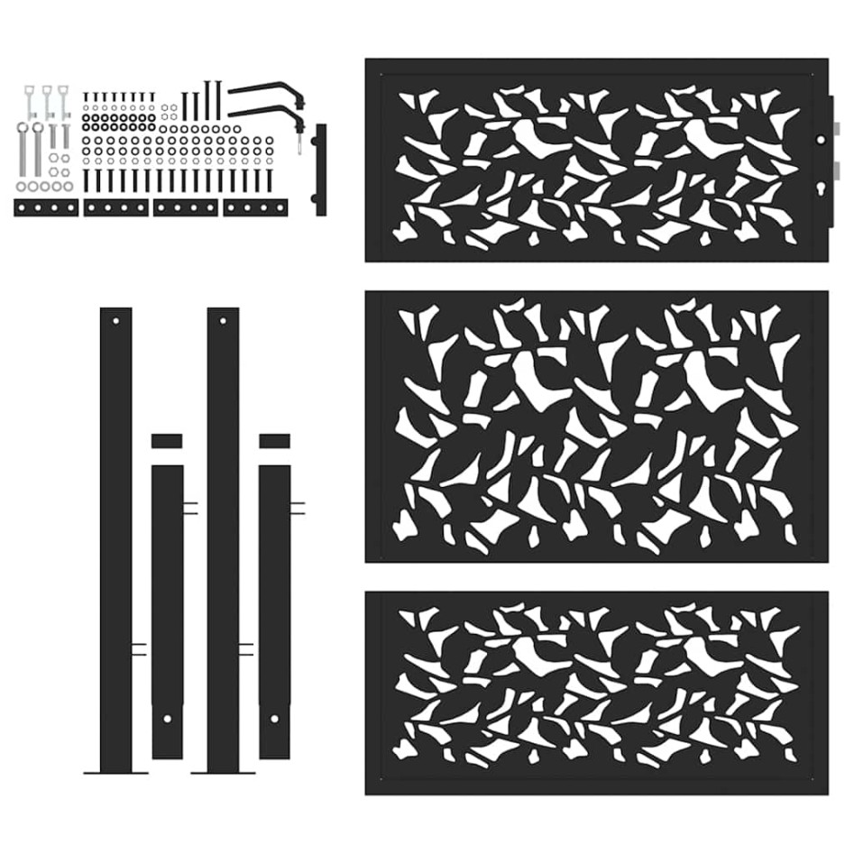 Puerta de jardín diseño de hoja de acero negra 105x130