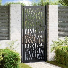 Puerta de jardín de diseño con raíl de acero negro 105x205