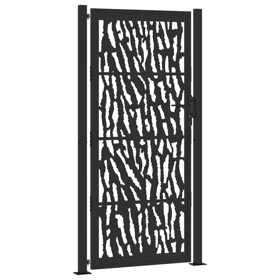 Puerta de jardín de diseño con raíl de acero negro 105x205