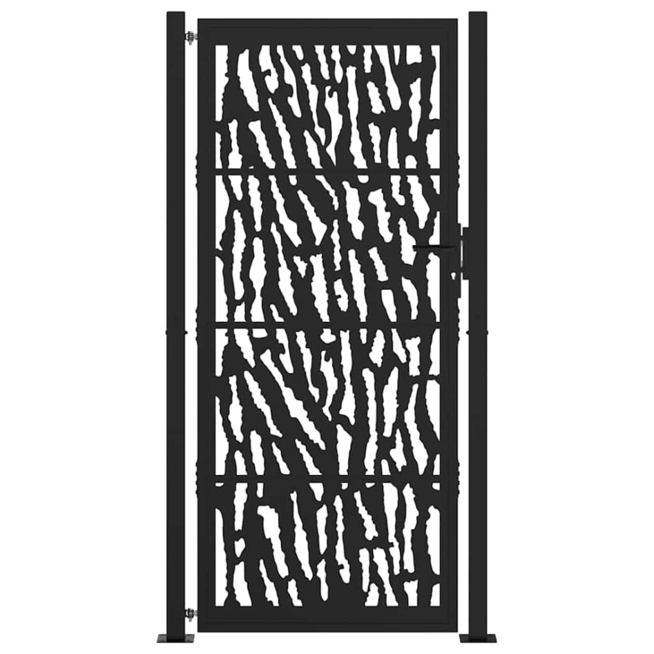 Puerta de jardín de diseño con raíl de acero negro 105x205