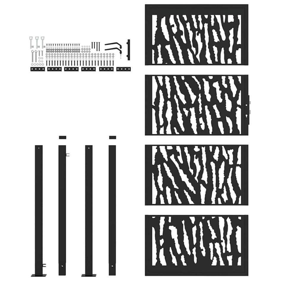 Puerta de jardín de diseño con raíl de acero negro 105x205