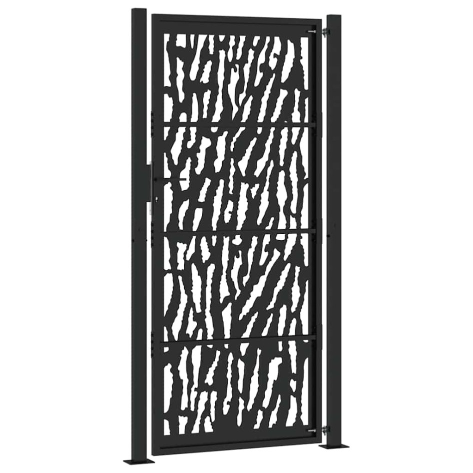 Puerta de jardín de diseño con raíl de acero negro 105x205