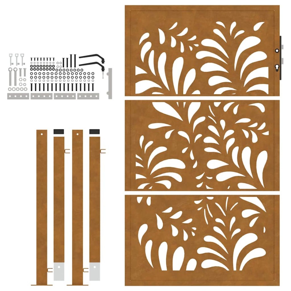 Puerta de jardín de acero desgastado diseño ondulado 105x155