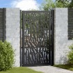 Puerta de jardín negra con diseño de carril de acero 105x155 cm