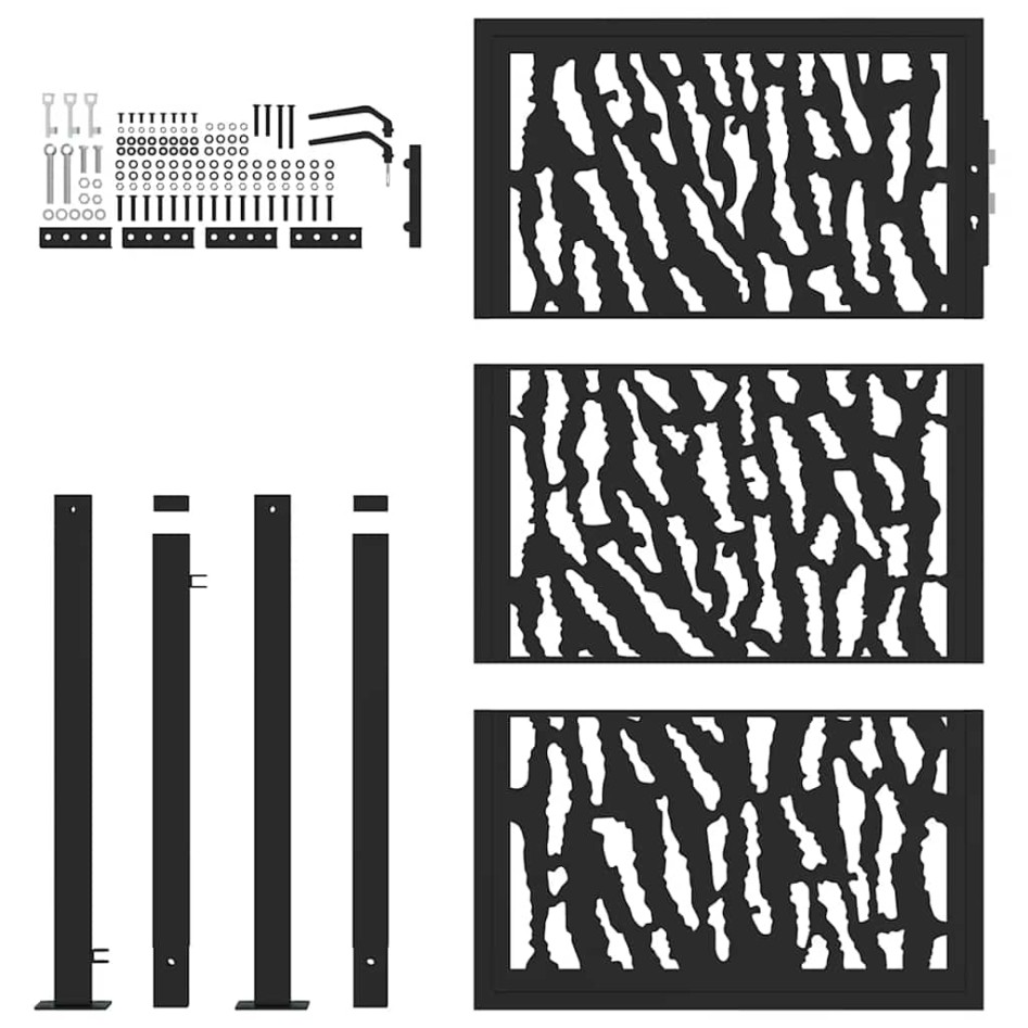Puerta de jardín negra con diseño de carril de acero 105x155