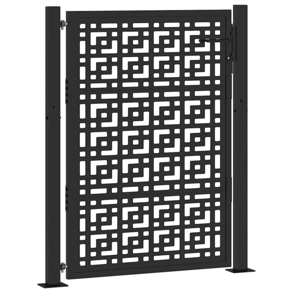 Puerta de jardín diseño en cruz de acero negra 105x130