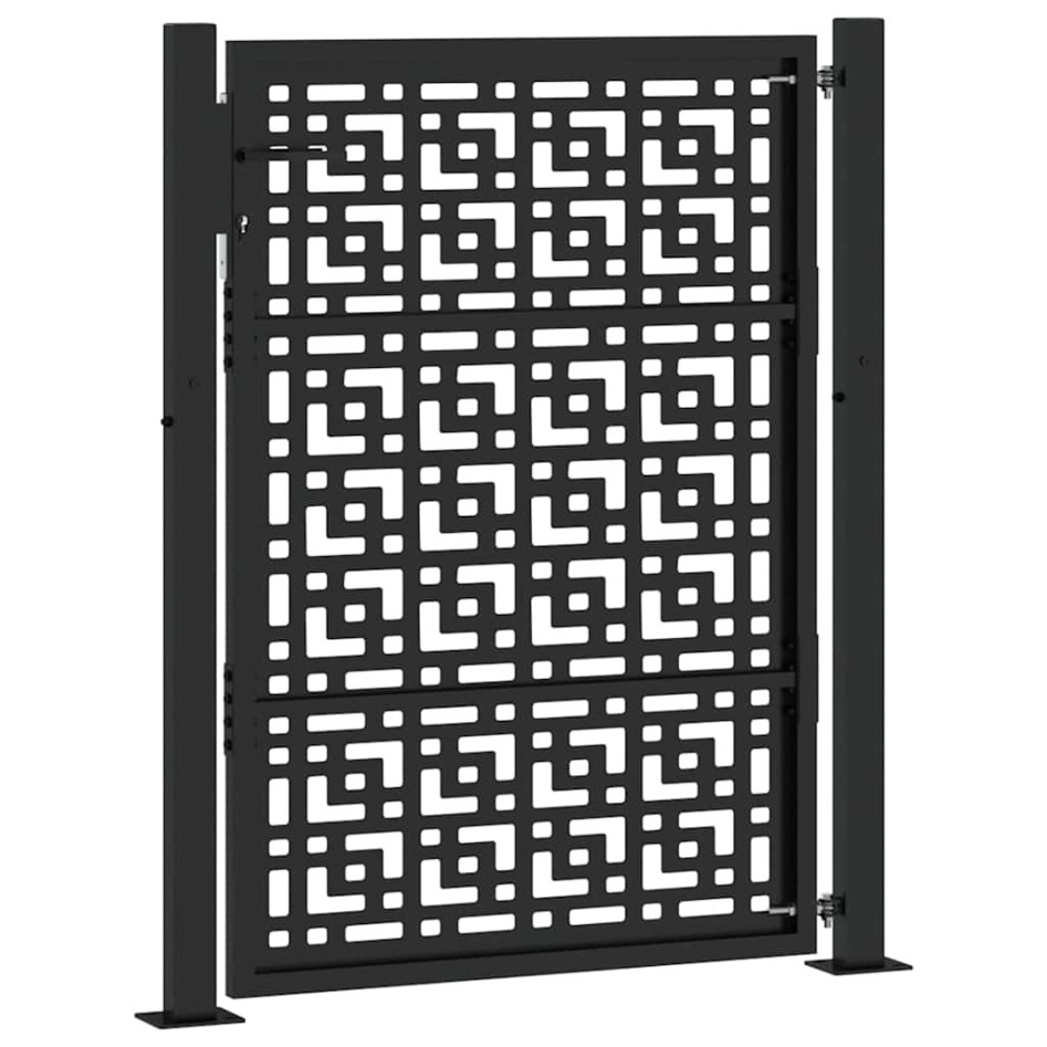Puerta de jardín diseño en cruz de acero negra 105x130