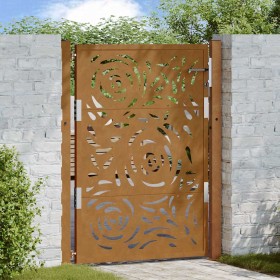 Puerta de jardín diseño llama acero desgastado 105x130
