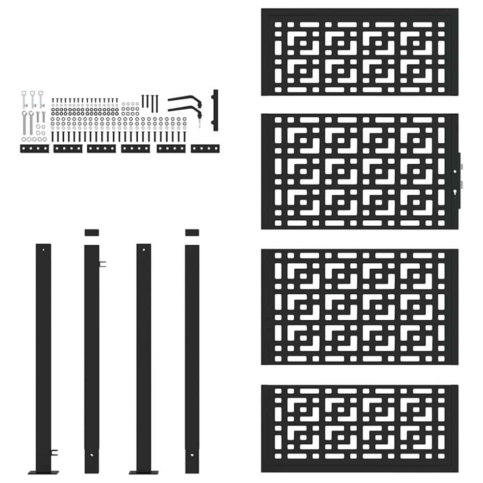 Puerta de jardín diseño en cruz de acero negra 105x180