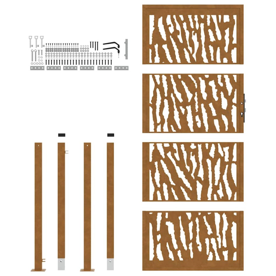 Puerta de jardín diseño con listón acero desgastado 105x205
