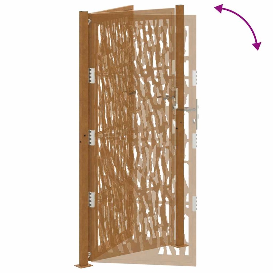 Puerta de jardín diseño con listón acero desgastado 105x205