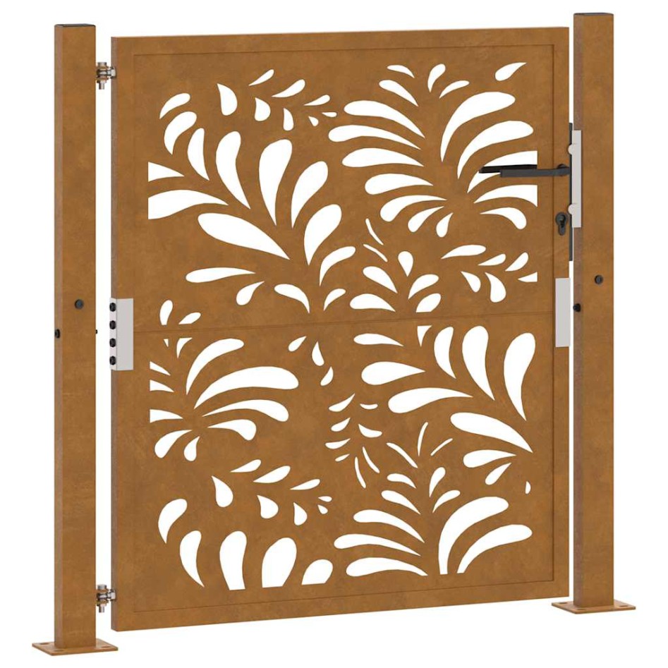 Puerta de jardín de acero desgastado diseño ondulado 105x105