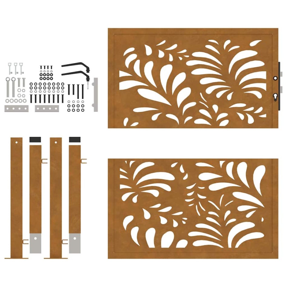 Puerta de jardín de acero desgastado diseño ondulado 105x105