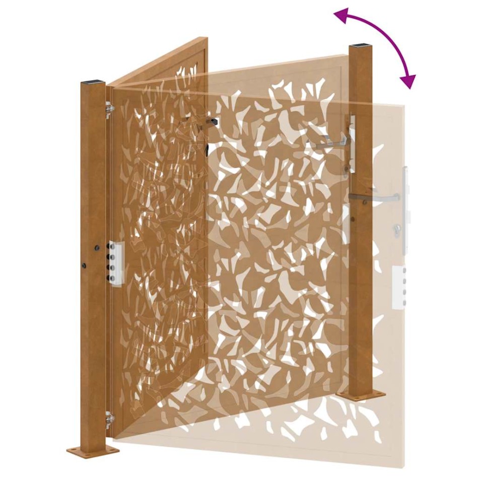 Puerta de jardín de acero desgastado diseño ondulado 105x105