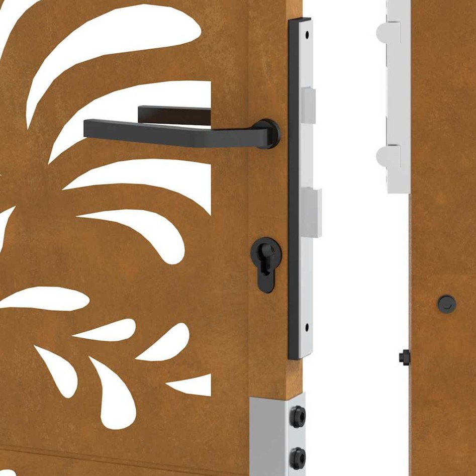 Puerta de jardín de acero desgastado diseño ondulado 105x105