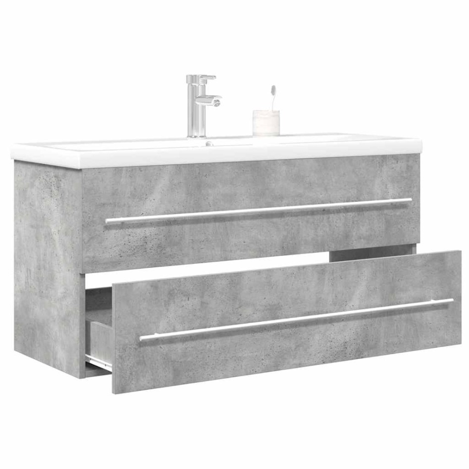 Set muebles de baño 2 piezas madera contrachapada gris