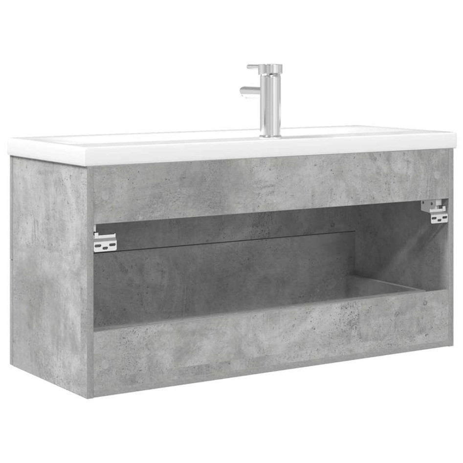 Set muebles de baño 2 piezas madera contrachapada gris