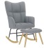 Sillón mecedora con taburete tela gris