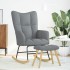 Sillón mecedora con taburete tela gris
