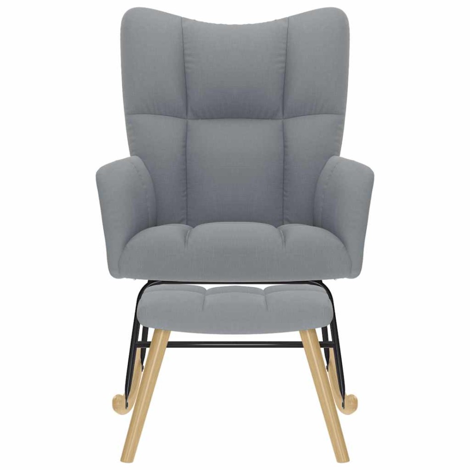 Sillón mecedora con taburete tela gris