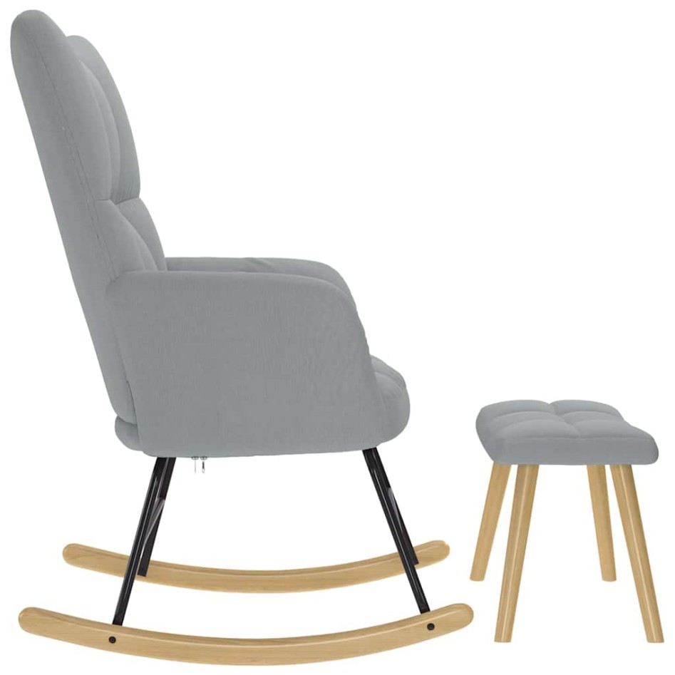 Sillón mecedora con taburete tela gris
