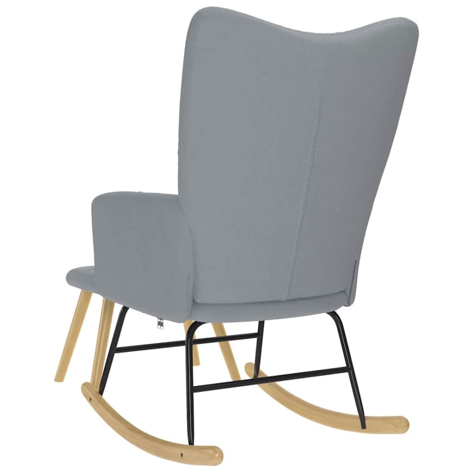 Sillón mecedora con taburete tela gris