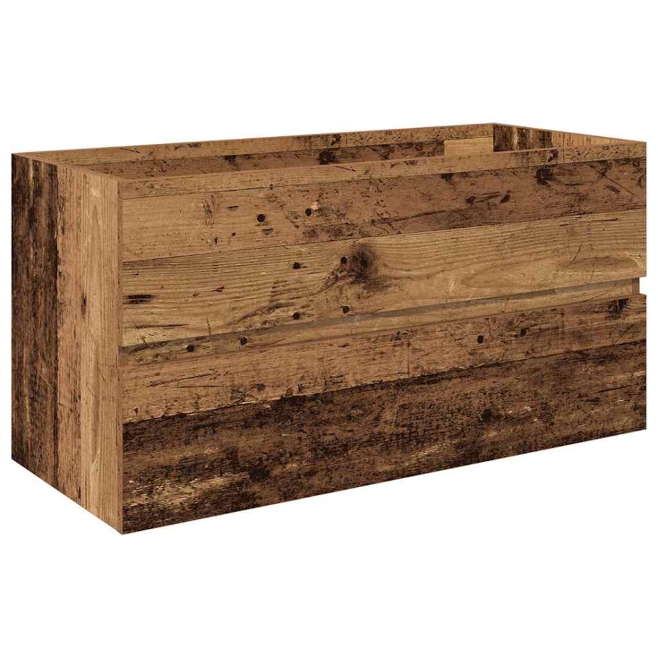 Mueble lavabo con lavabo integrado y grifo madera