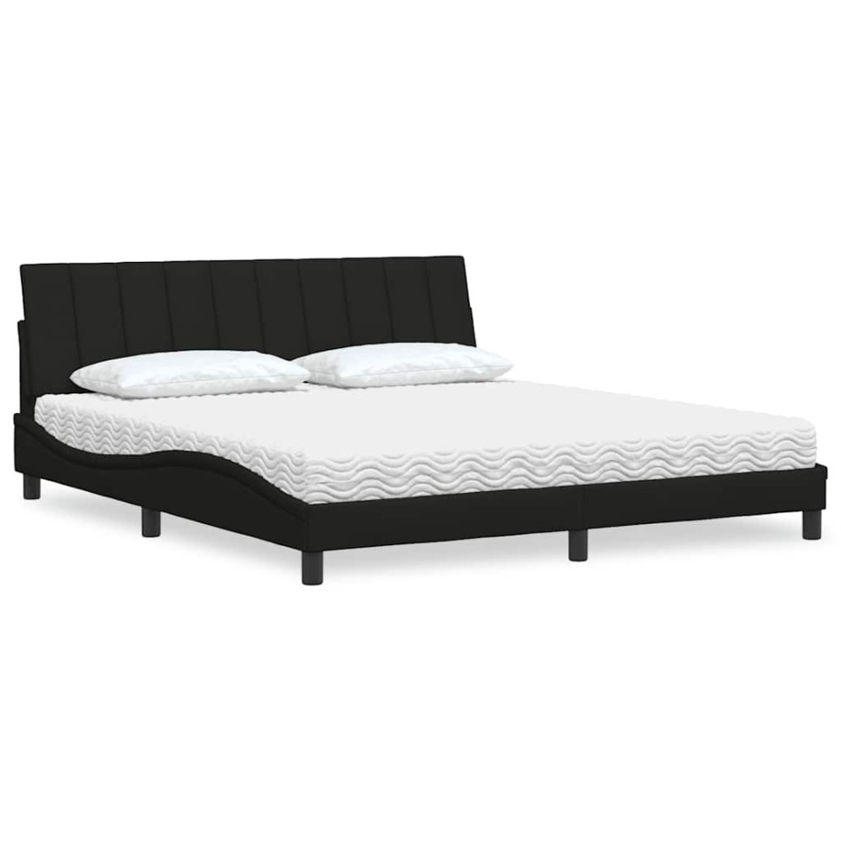 Cama con colchón de tela negro 180x200