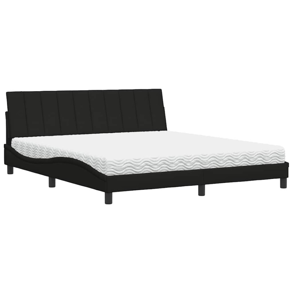 Cama con colchón de tela negro 180x200