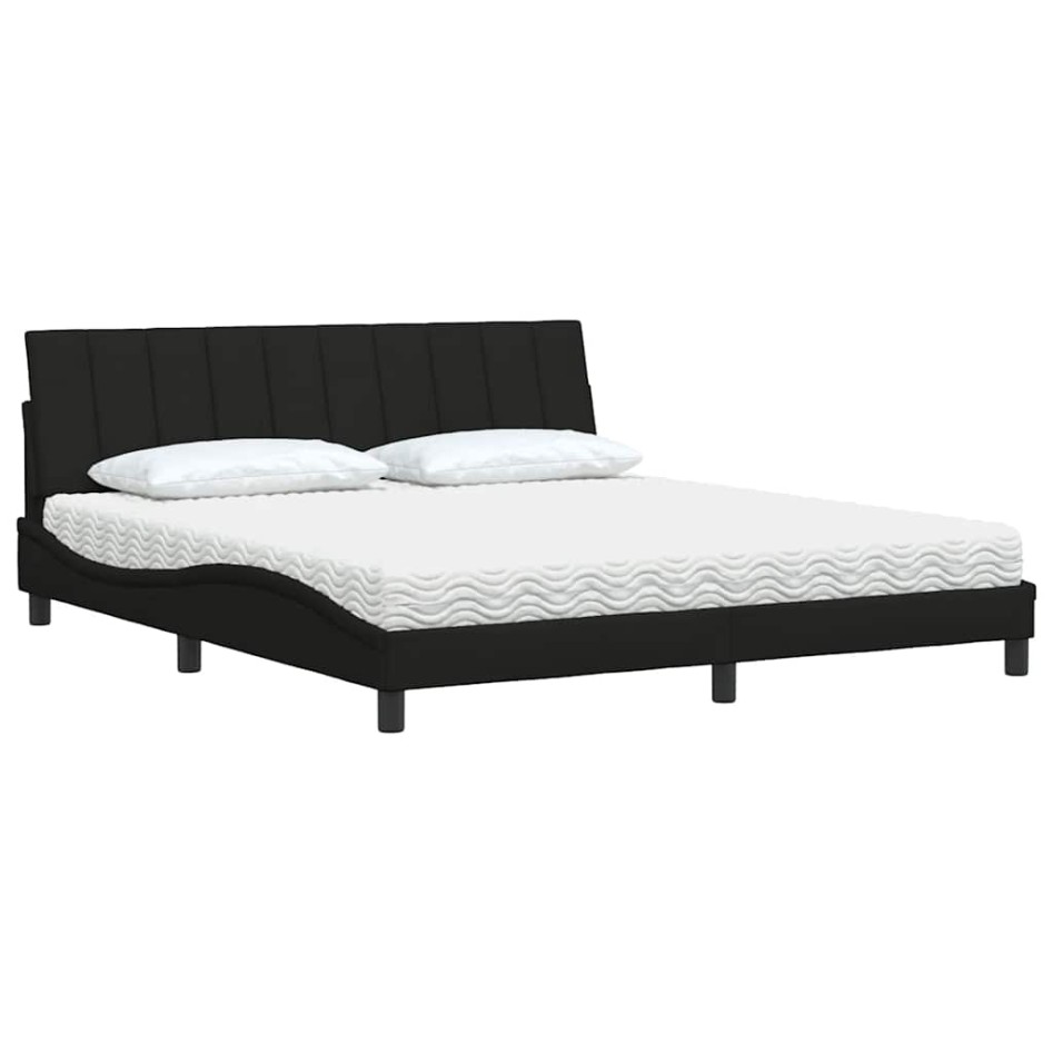 Cama con colchón de tela negro 180x200