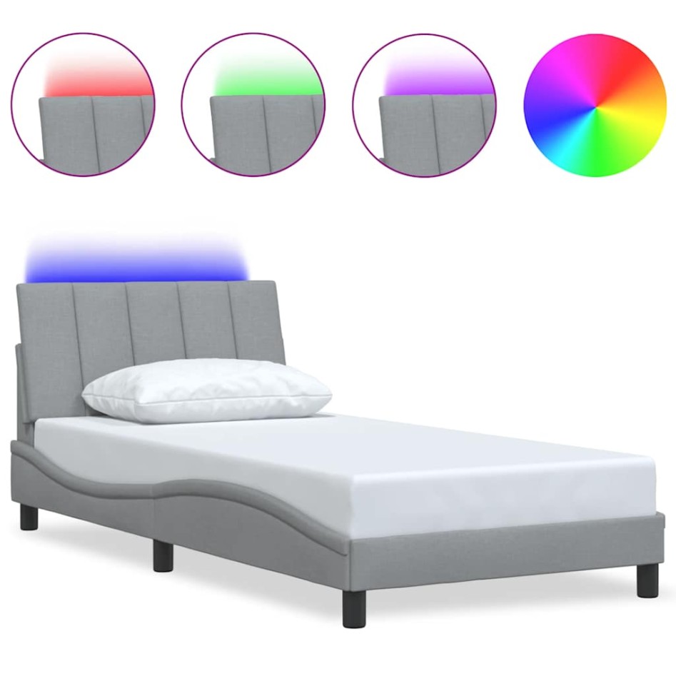 Estructura de cama sin colchón tela gris claro 90x200