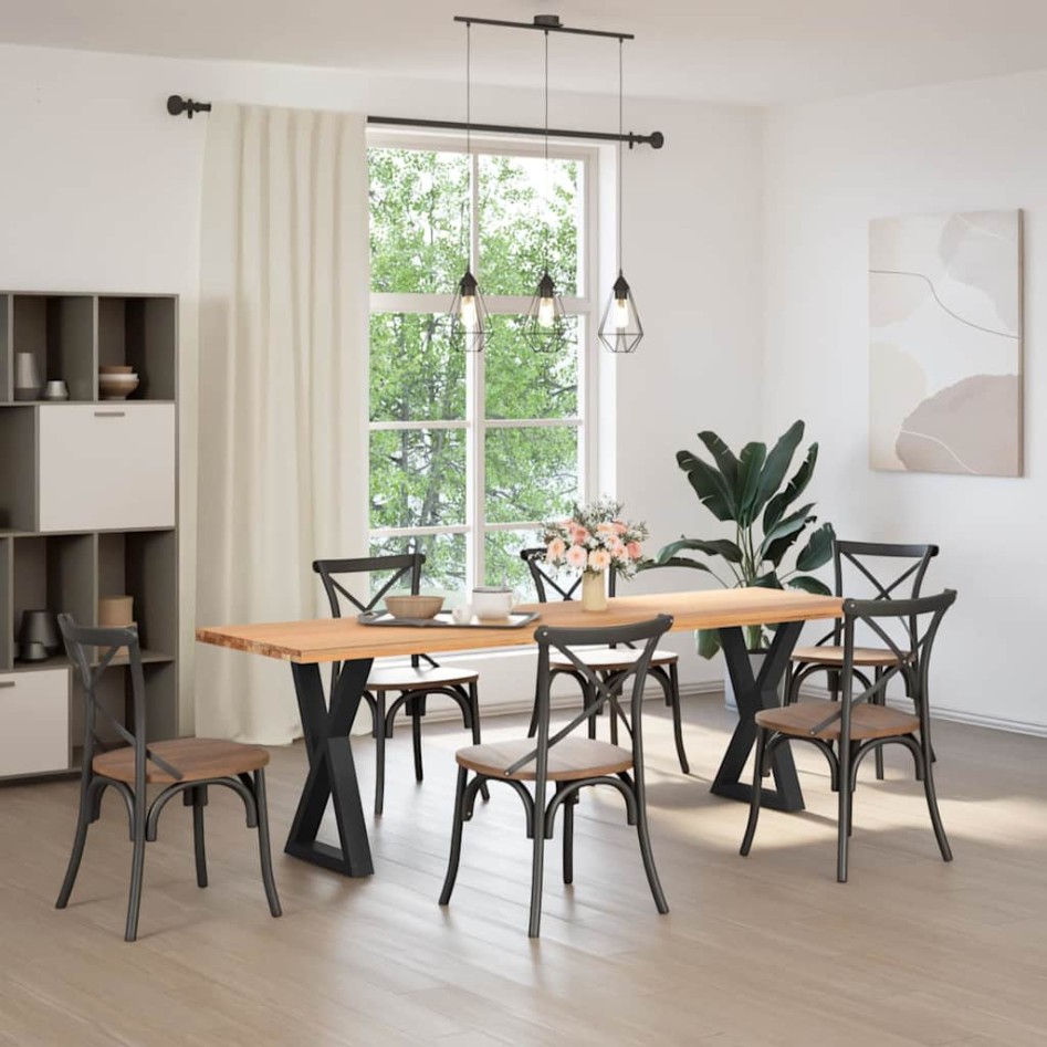 Patas para mesa de comedor 2 uds acero negro 60x(72-73,3)