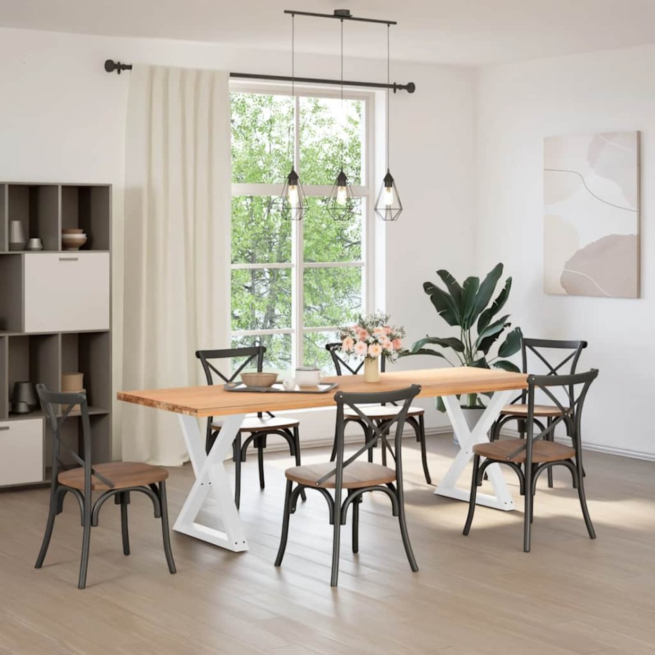 Patas para mesa de comedor 2 uds blanco acero 80x(72-73,3)