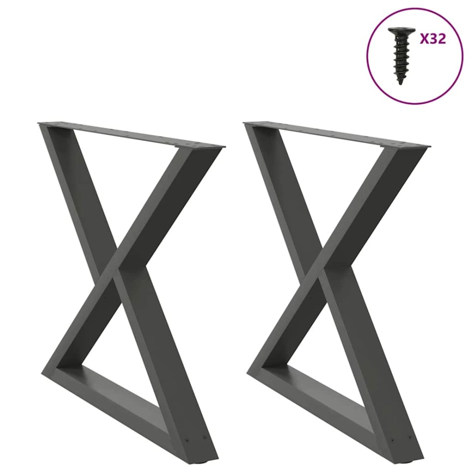 Patas para mesa comedor 2uds antracita 90x(72-73,3)
