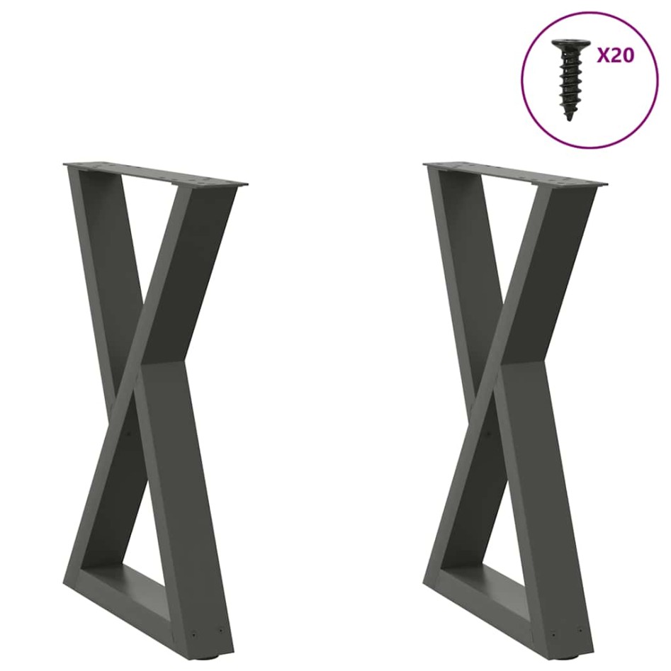 Patas de mesa de comedor 2 uds acero antracita 60x(72-73,3)