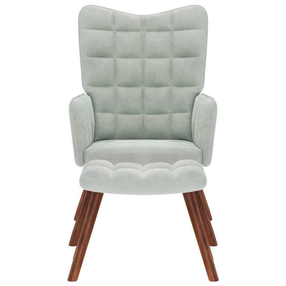 Sillón de relax con reposapiés terciopelo gris