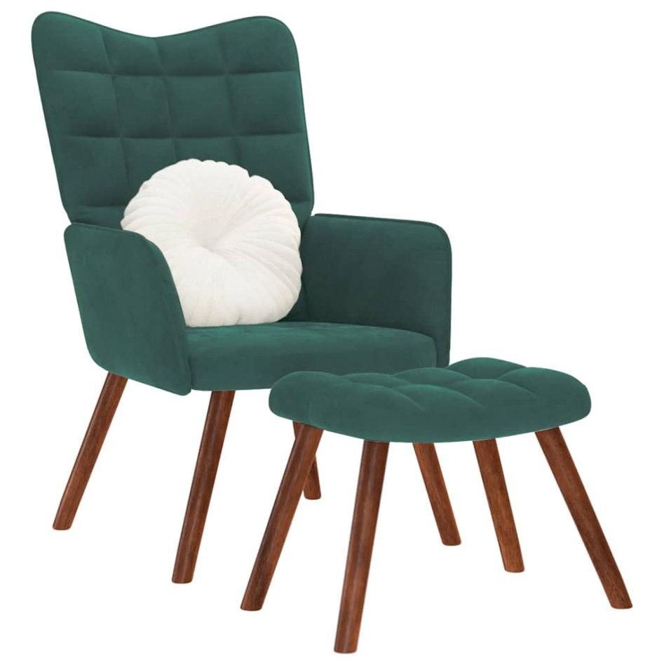 Sillón de relax con reposapiés terciopelo verde