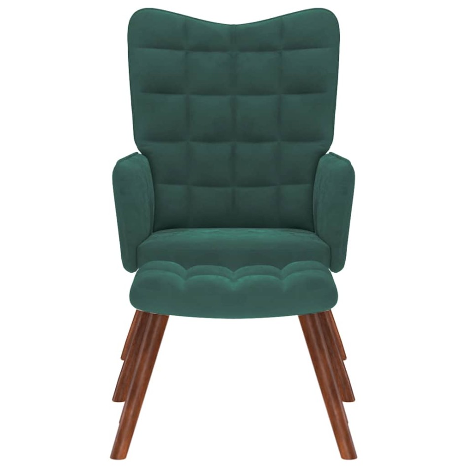 Sillón de relax con reposapiés terciopelo verde