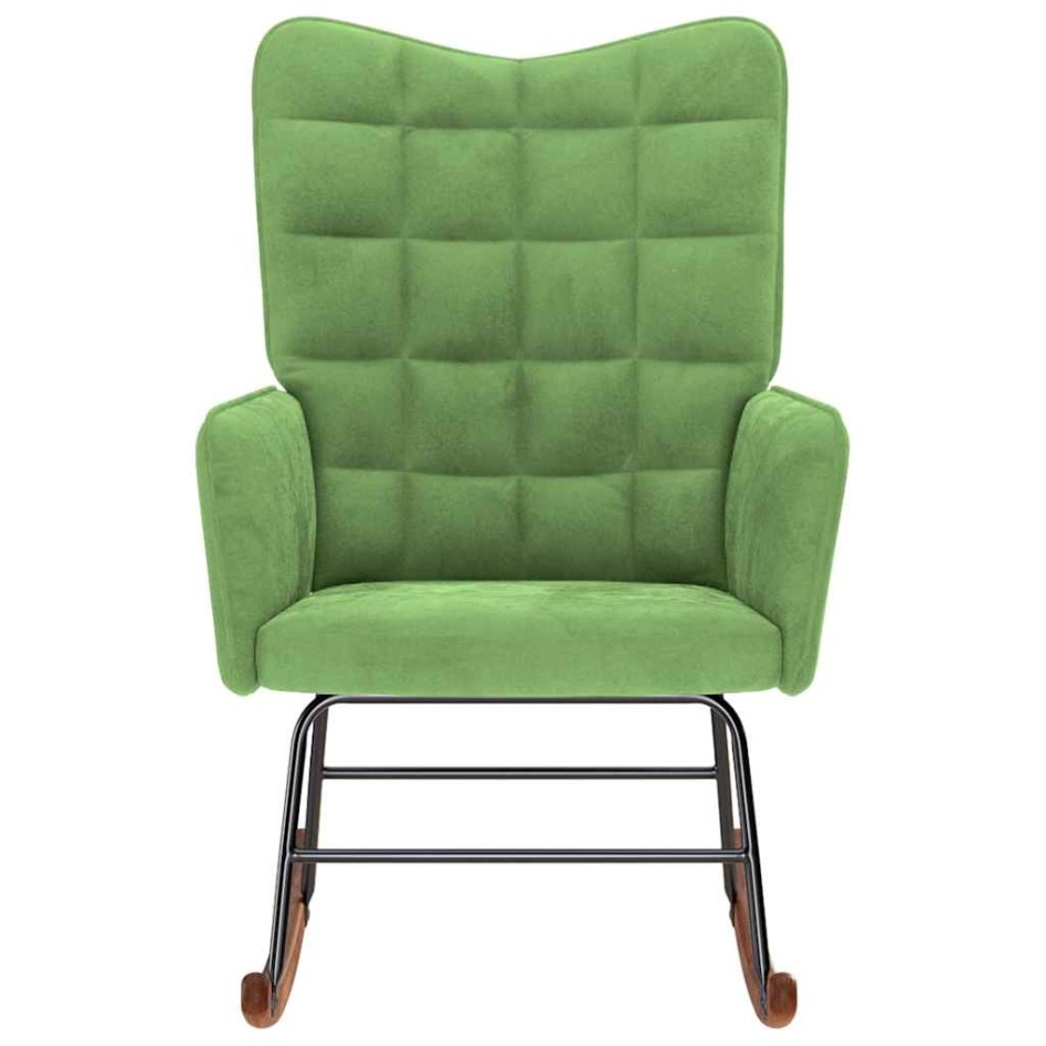 Silla mecedora de terciopelo verde