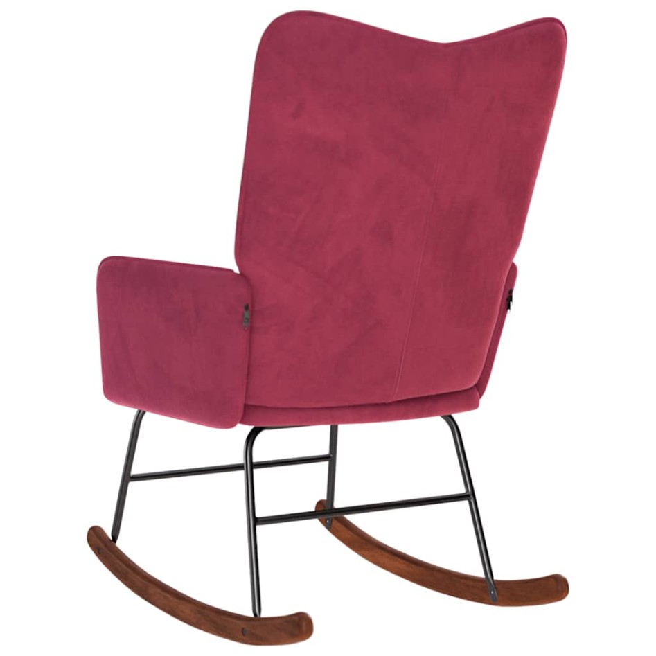 Silla mecedora de terciopelo rojo vino