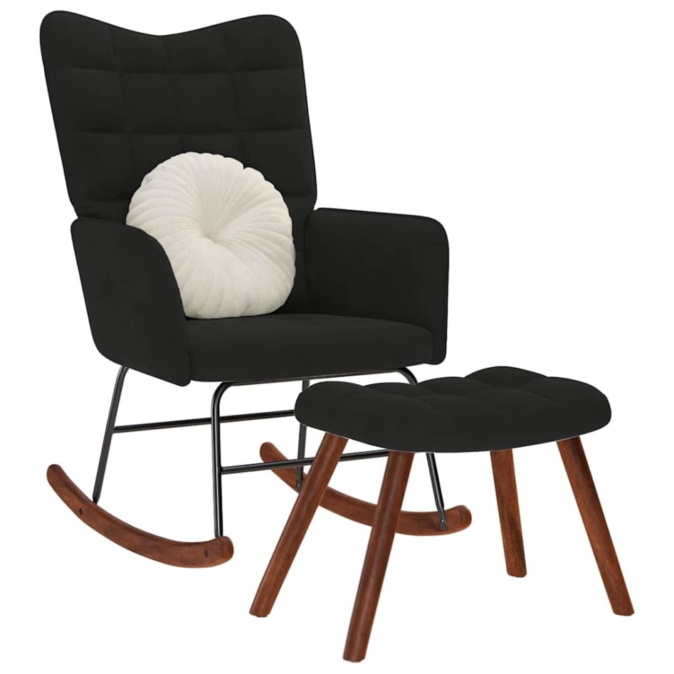 Mecedora con taburete de terciopelo